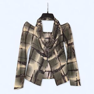 Green and Black Contemporary Halterneck Crop-top - S/M